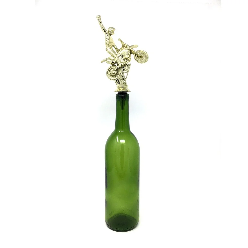 Handmade Bottle Stopper made from Repurposed Motocross Trophy